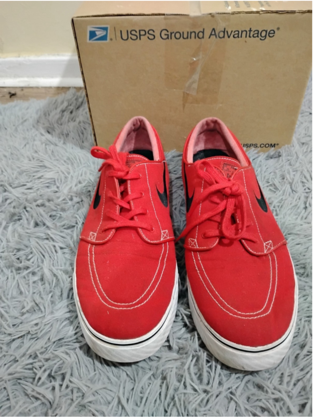 Nike SB Stefan Janoski Shoes Mens Size 14 Red Canvas Skateboarding 615957-603 - Picture 3 of 12